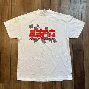 Vintage ESPN Racing Tee size 2XL XXL Single Stitch Made in‎ USA Deadstock